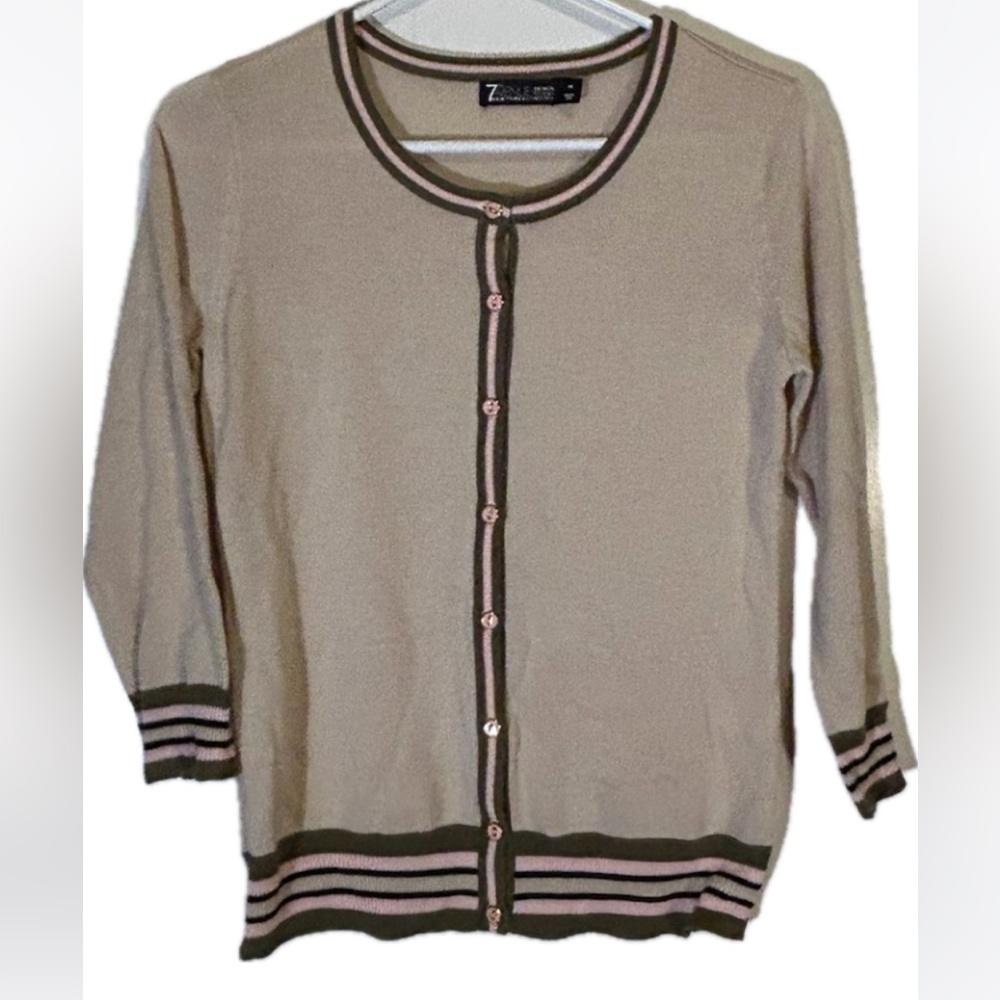 7th Avenue Design Studio NY Co Women's Beige Cardigan Sweater XS
